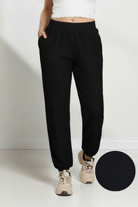Zivame Knit Cotton Loungewear Bottom - Black Beauty — thumbnail 2